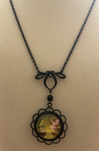 A Sweet Conversation Pendant/Brooch with Embellished 18” Black Chain|872