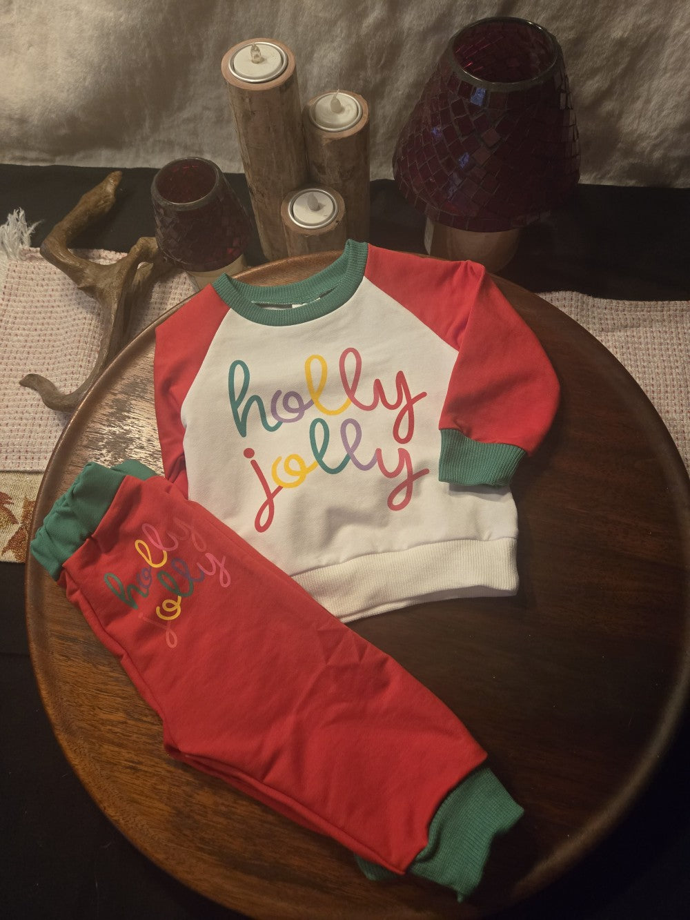 HOLLY JOLLY SWEAT SUIT 2 PC SET 0-6M|1385