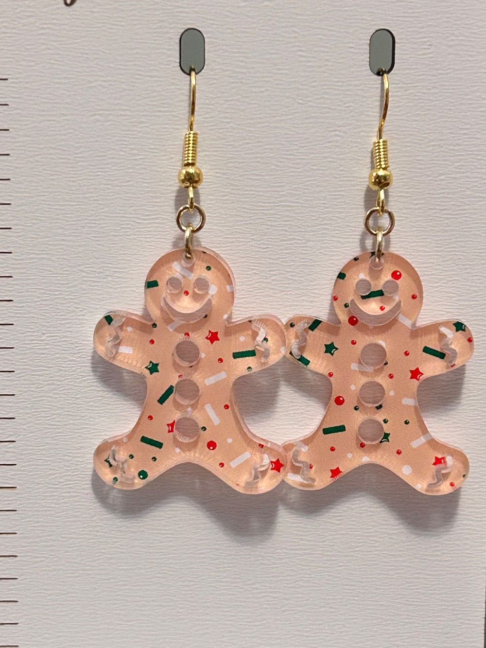 Gingerbread Man Earrings-Lightweight Acrylic-Hypoallergenic and Nickel Free|3783
