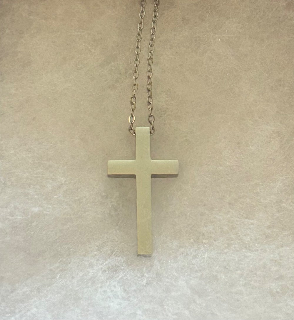 Silver Tone Stainless Steel Cross Necklace ~18” Tarnish Resistant Stainless Steel Chain|1544