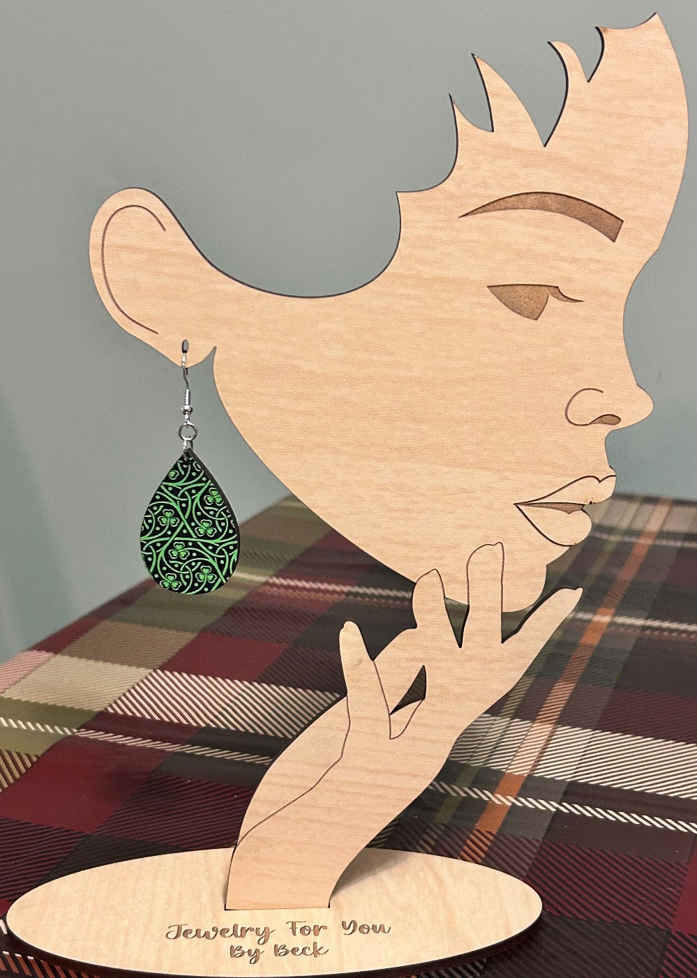 Teardrop Shamrock Celtic Knot Earrings-Lightweight Wood-Hypoallergenic and Nickel Free|3948