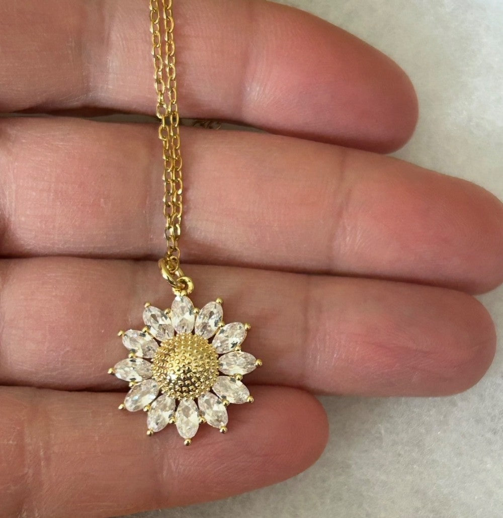 Sunflower Pendant Necklace-18” Tarnish Resistant Stainless Steel Chain|3304