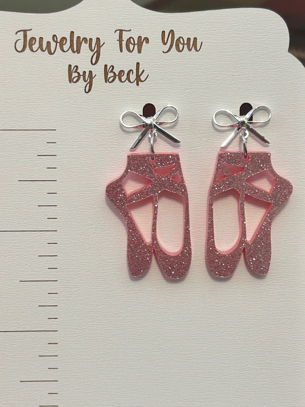 Pink Glitter Ballet Slippers Earrings-Hypoallergenic and Nickel Free|3787