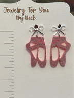 Pink Glitter Ballet Slippers Earrings-Hypoallergenic and Nickel Free|3787