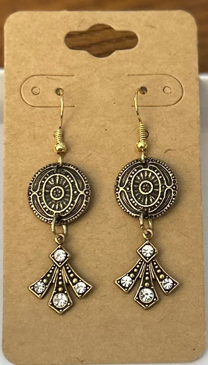 Art Deco Dangle Earrings With Clear Stones ~ Hypoallergenic & Nickel Free|926
