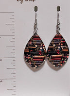 Books and Flowers Pattern Teardrop Dangle Earrings-Hypoallergenic and Nickel Free|3956