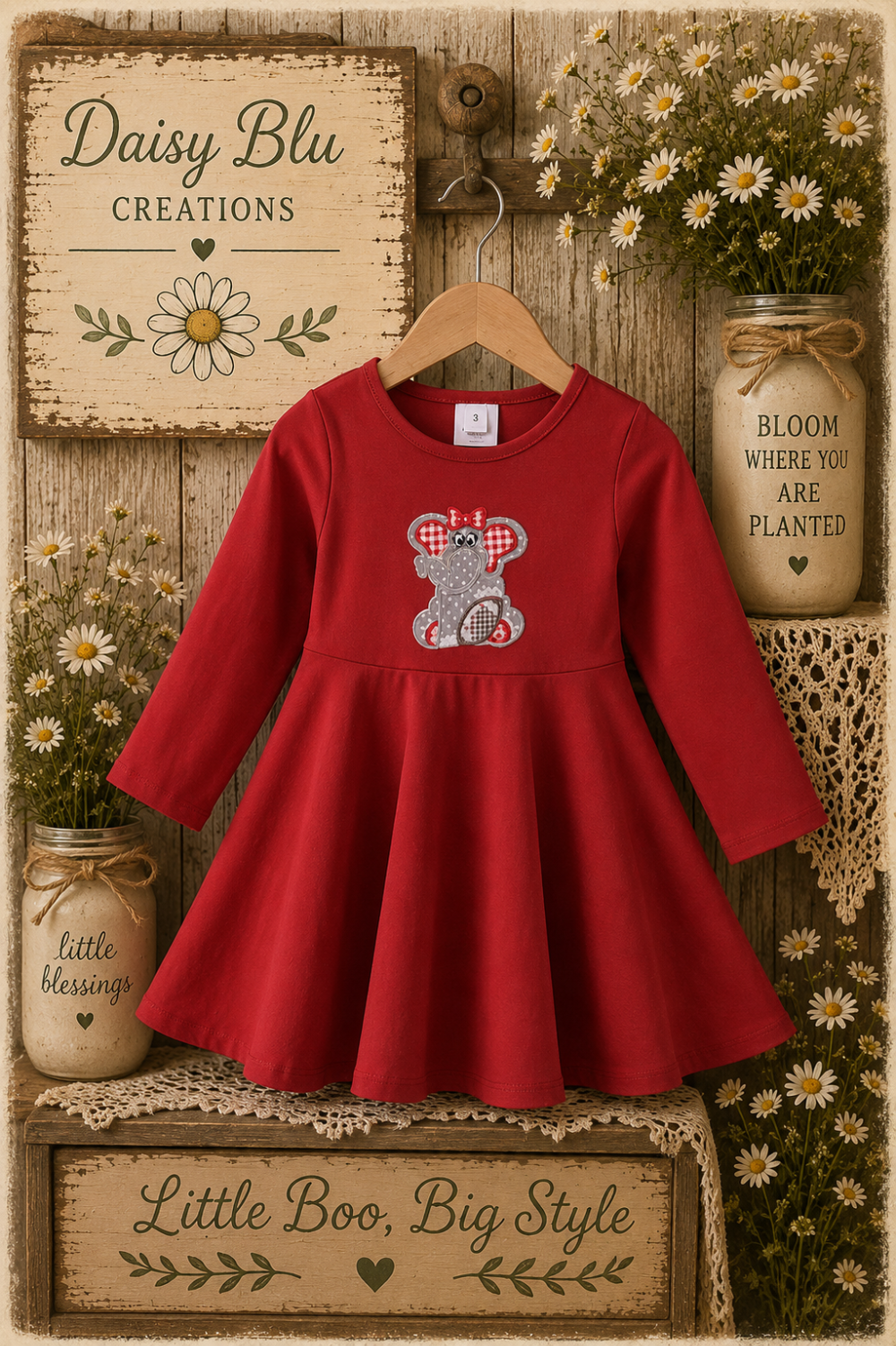 Premium Red Alabama Elephant Dress|3691