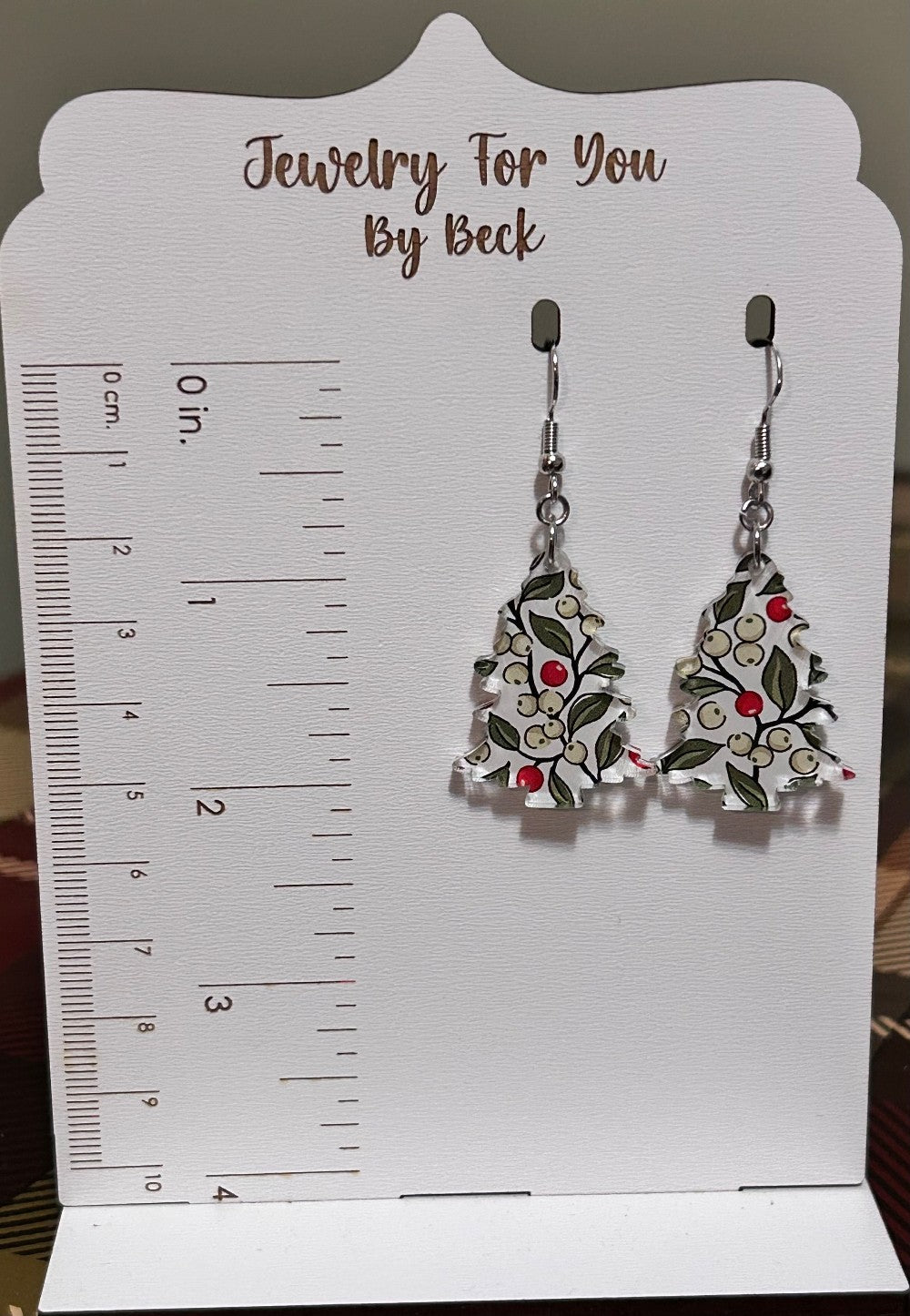 Holly Berries Christmas Tree Dangle Earrings-Hypoallergenic and Nickel Free|3926