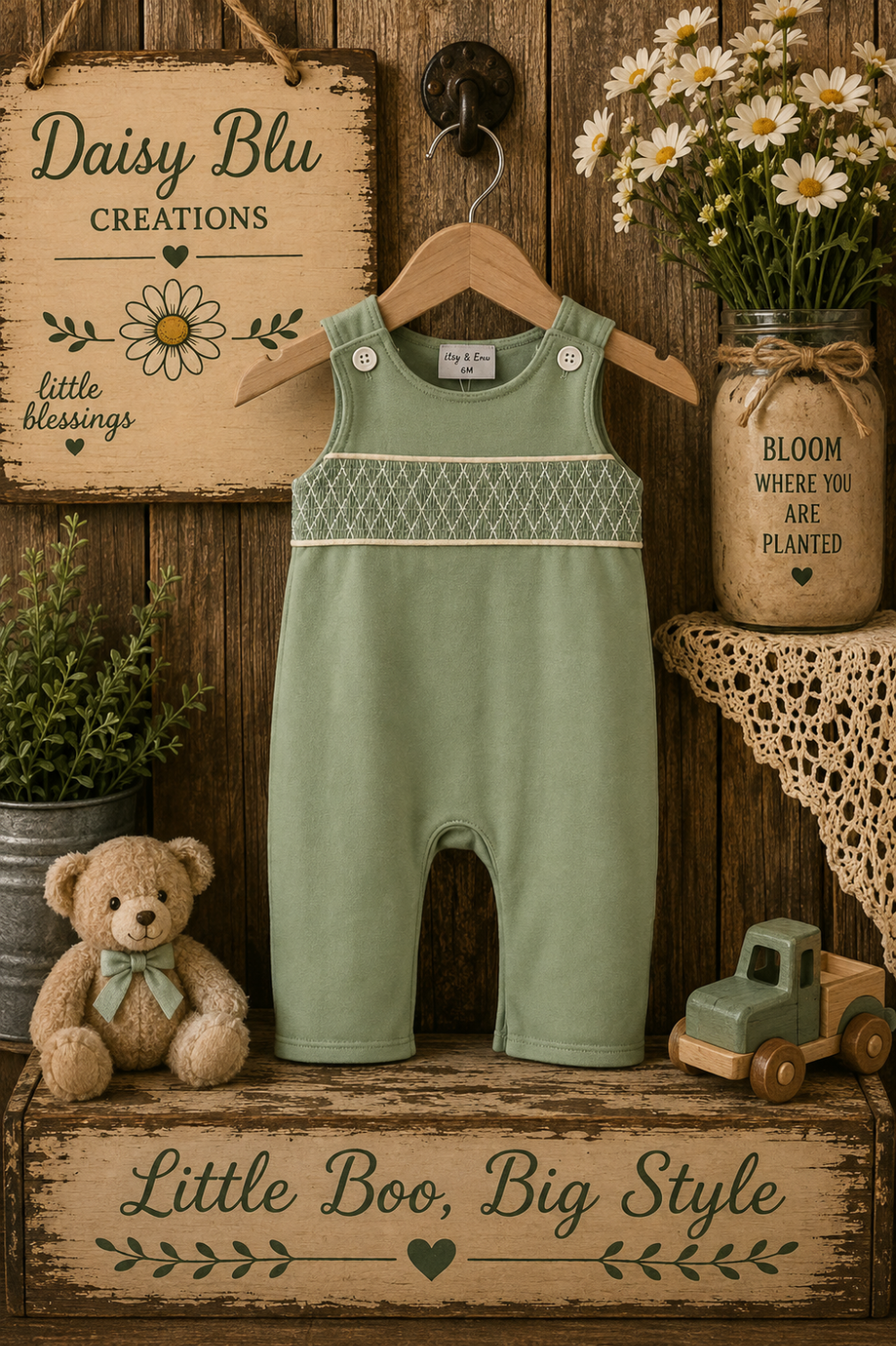 Sage Smocked JonJon|3698