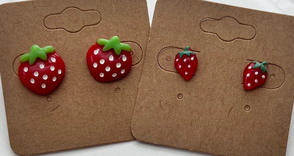 Strawberry Stud Earrings-Choose Your Favorite Size Large, or Small|3236