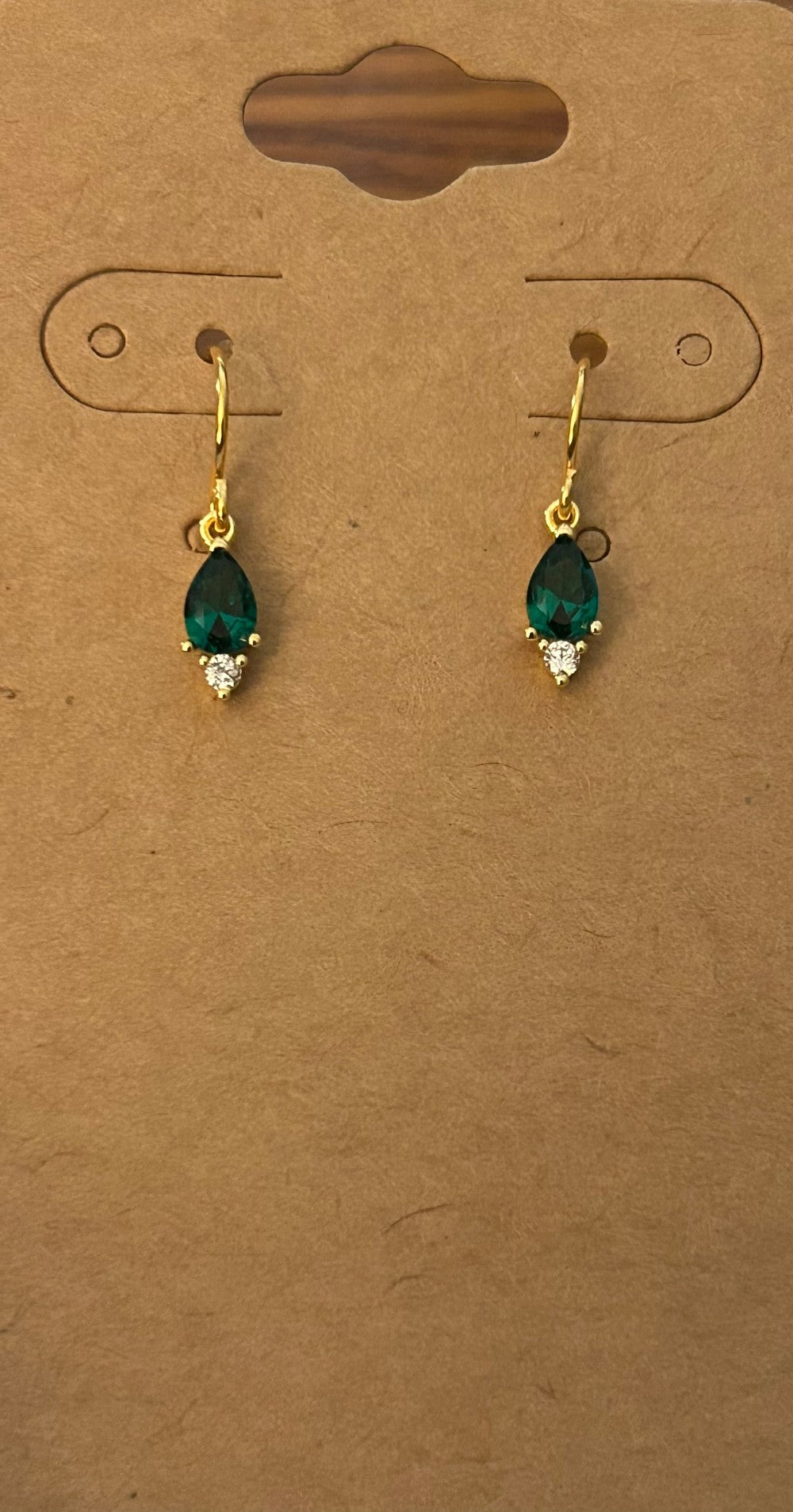 Petite Emerald and CZ Drop Earrings|922