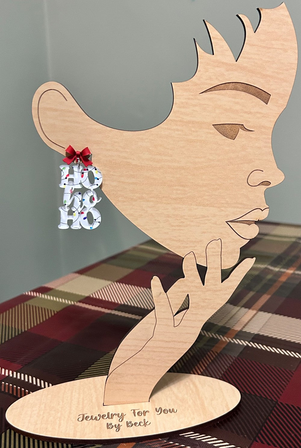 Ho Ho Ho With A Red Bow Earrings-Hypoallergenic and Nickel Free Stainless Steel Post|3927