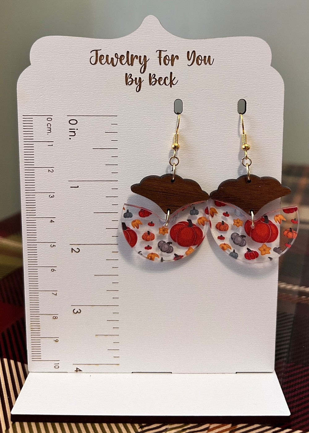 A Patch of Pumpkins Earrings-Lightweight Wood and Acrylic -Hypoallergenic and Nickel Free|3730