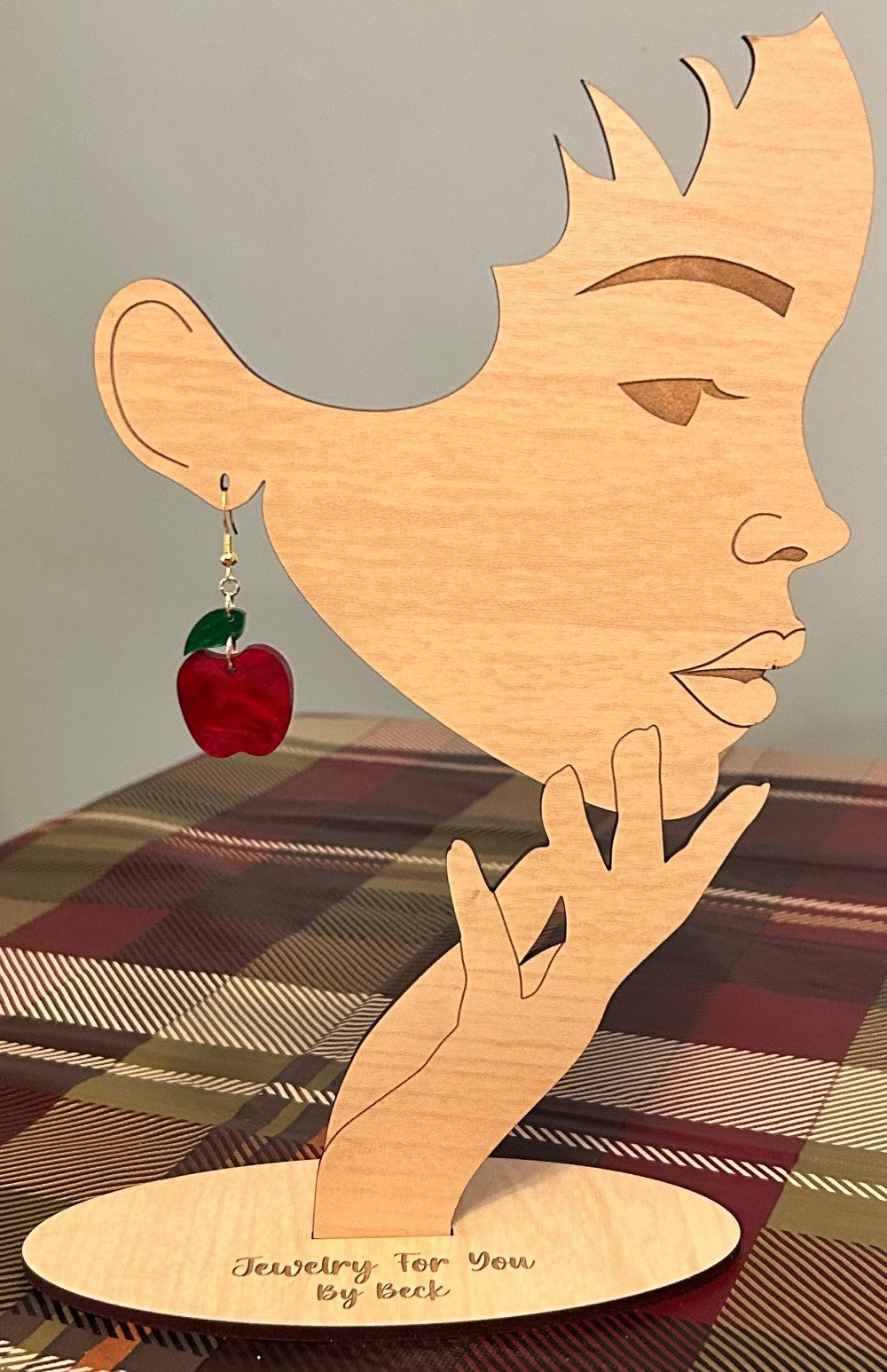Marbled Red Apple and Leaf Earrings -Hypoallergenic and Nickel Free|3829