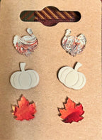 Thanksgiving/Fall Stud Earring Three Pack-Hypoallergenic and Nickel Free|3847