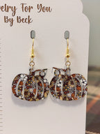 Colors of Fall Floral Pumpkin Earrings-Hypoallergenic and Nickel Free|3720