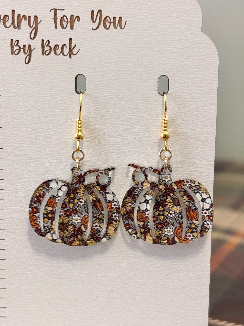 Colors of Fall Floral Pumpkin Earrings-Hypoallergenic and Nickel Free|3720