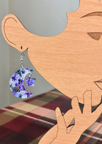 Unique Blue and Purple Floral Moon and Stars Earrings-Hypoallergenic and Nickel Free|3772