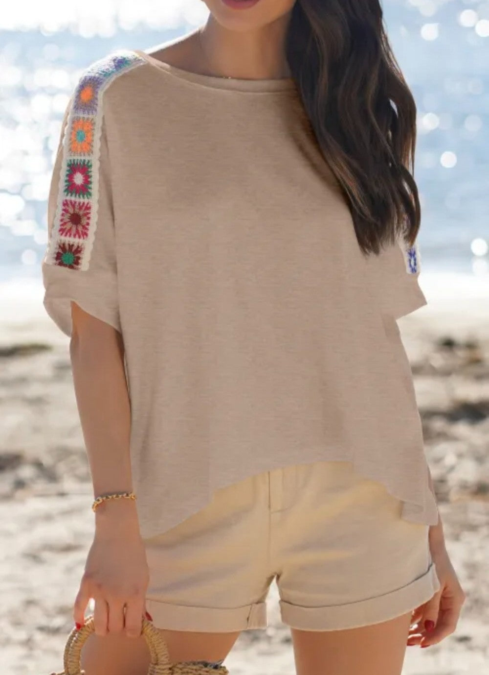 Granny Square Trimmed Top|3033