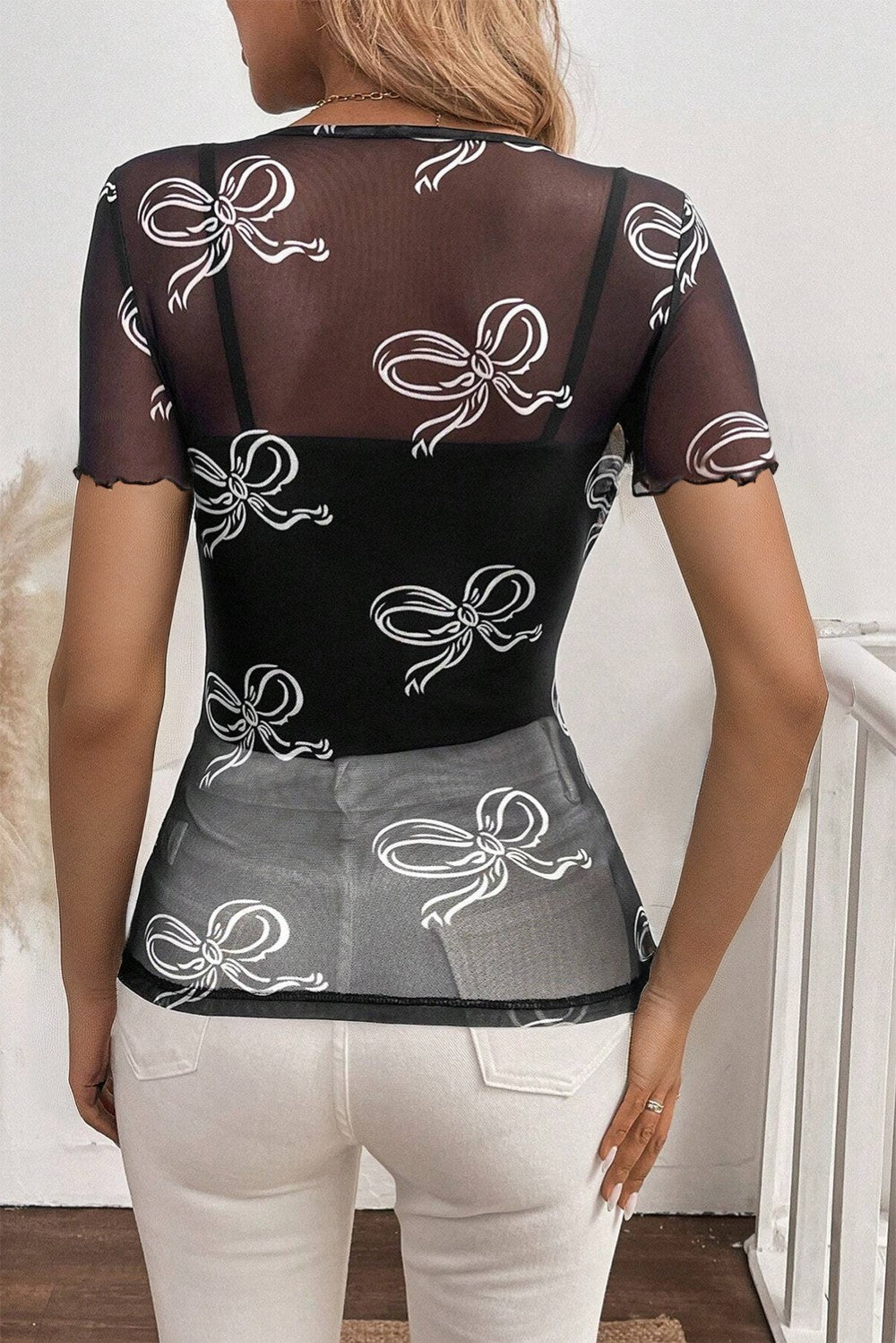 Bow Mesh Top|1883