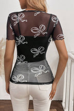 Bow Mesh Top|1883
