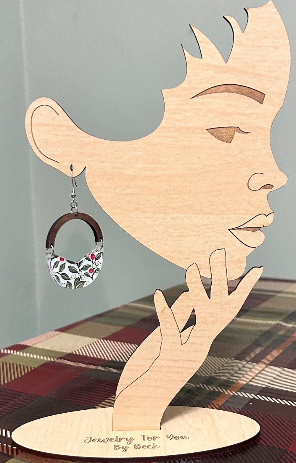 Large Holly Berries Crescent Hoop Dangle Earrings-Hypoallergenic and Nickel Free|3965