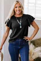 Grey Layered Ruffle Short Sleeve|3037