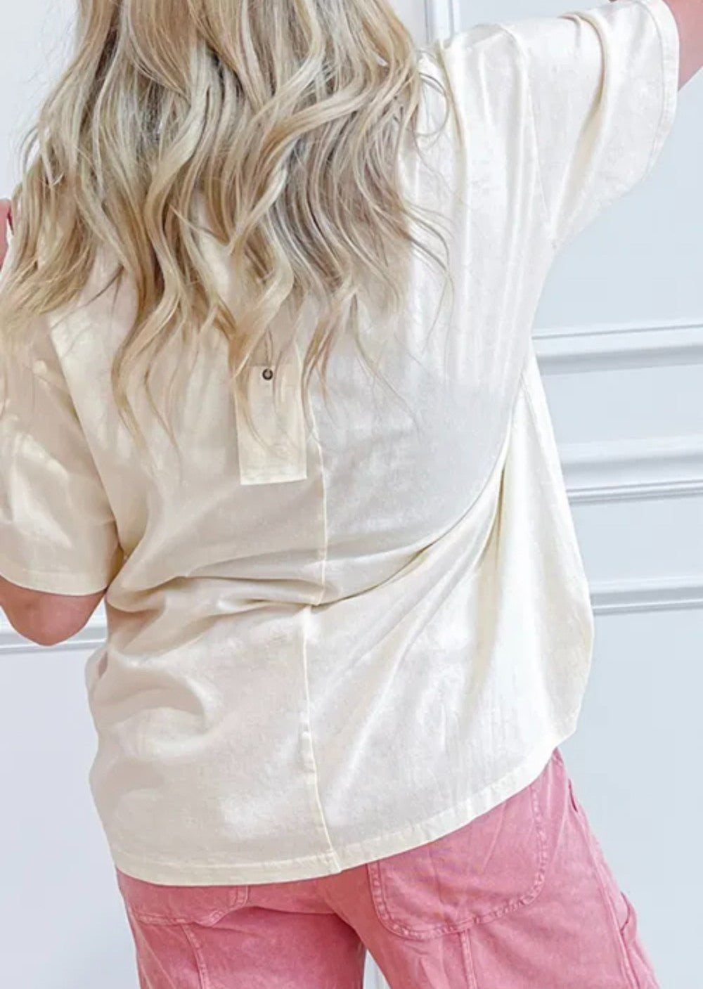 Beige Pink Star Studded Top|2991