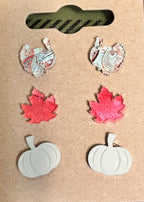 Thanksgiving/Fall Stud Earring Three Pack-Hypoallergenic and Nickel Free|3848