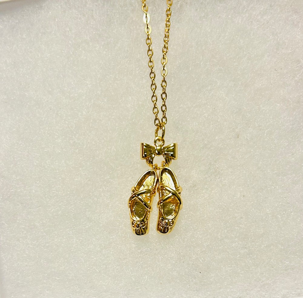 Ballet Slippers Pendant Necklace-18” Tarnish Resistant Stainless Steel Chain|3866