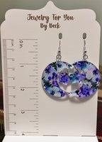 Unique Blue and Purple Floral Moon and Stars Earrings-Hypoallergenic and Nickel Free|3774