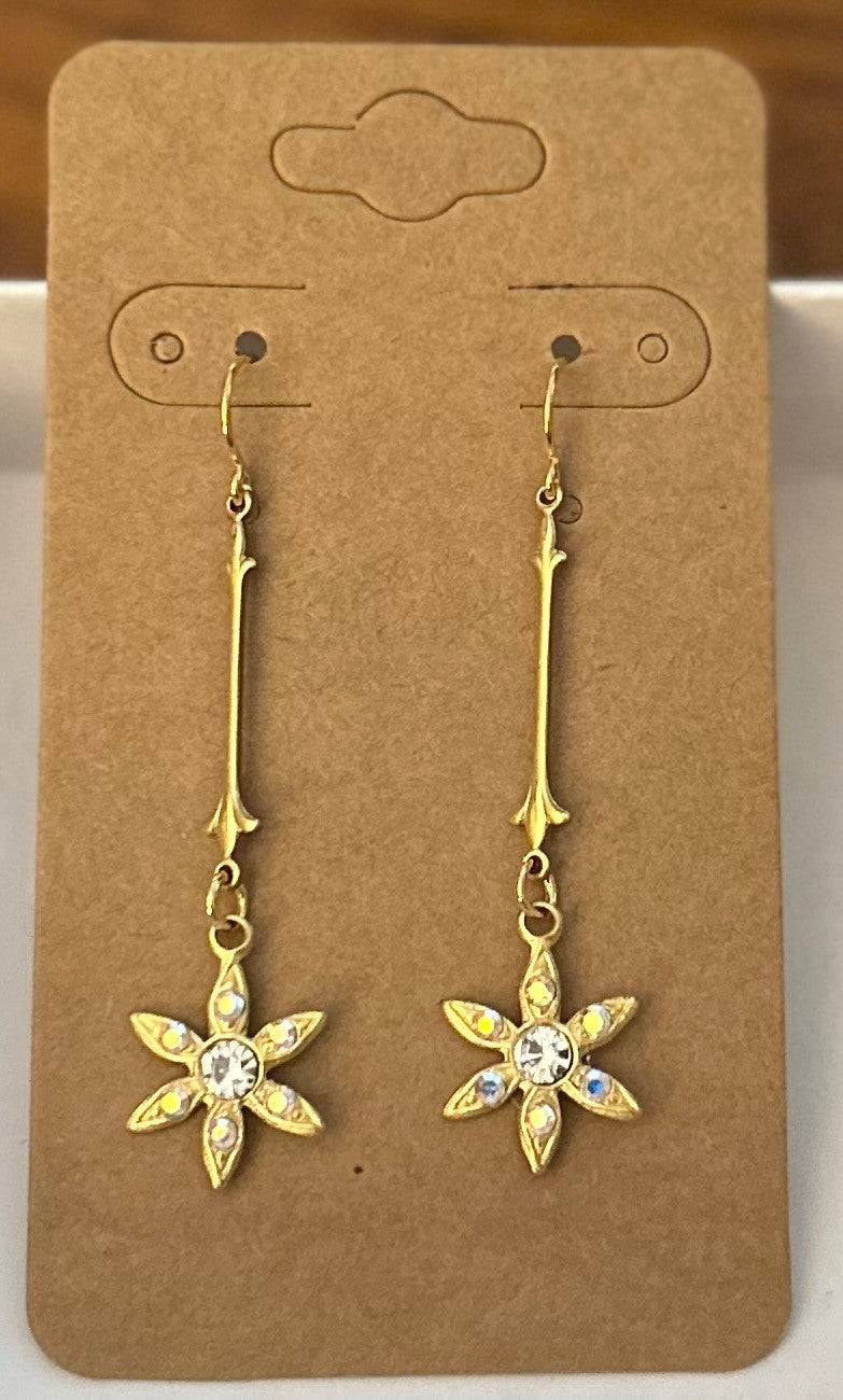 Bar Earrings With Victorian Rhinestone Star Drops|931