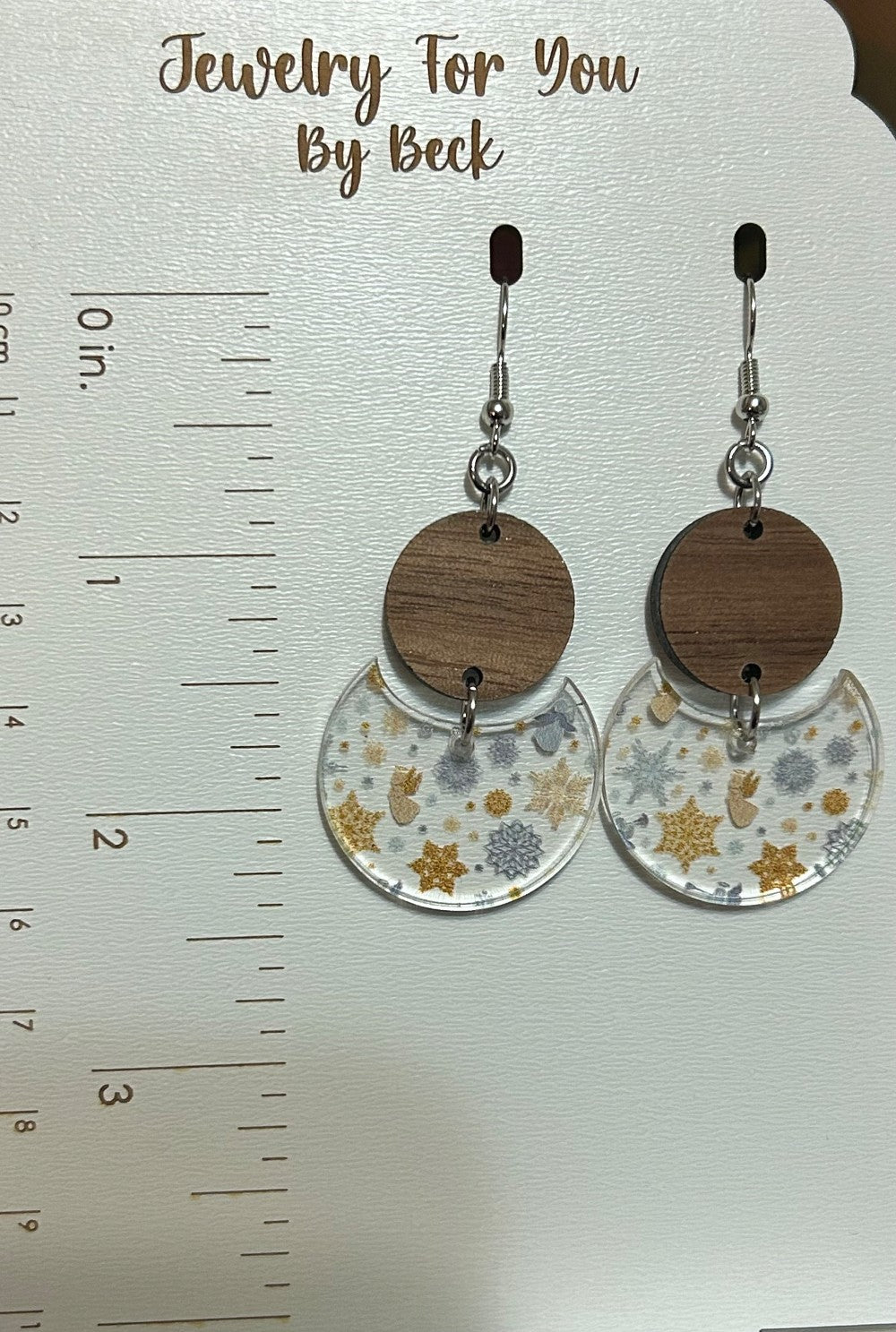 Tiny Angels and Snowflakes Crescent Dangle Earrings-Hypoallergenic and Nickel Free|3979