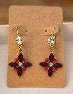 Vintage Inspired Poinsettia Lever Back Earrings ~ Hypoallergenic And Nickel Free|961