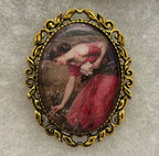 Glass Cabochon Brooch From 1912 John William Waterhouse Painting “Narcissus”-40x30mm size|839