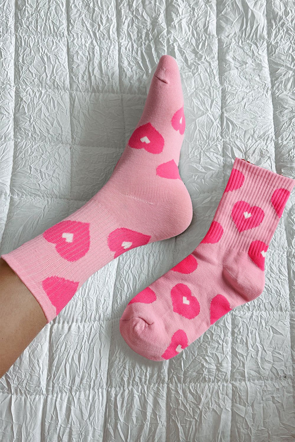 Heart Print Soft Crew Socks|2303