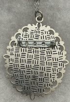 Delicate Fairy Amongst the Flowers Pendant/Brooch. ~ Silver Tone|847