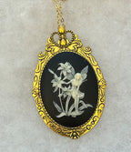 Delicate Fairy Amongst the Flowers Pendant/Brooch. ~ Gold Tone|848