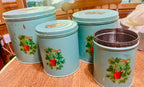 Vintage Set of 4 Tin Canisters w/ 3 Lids SDH|3183
