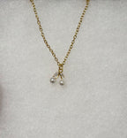 Dainty Pearl Cherries Pendant Necklace-Faux Pearls and CZ Stones-18” Tarnish Resistant Stainless Steel Chain|3339