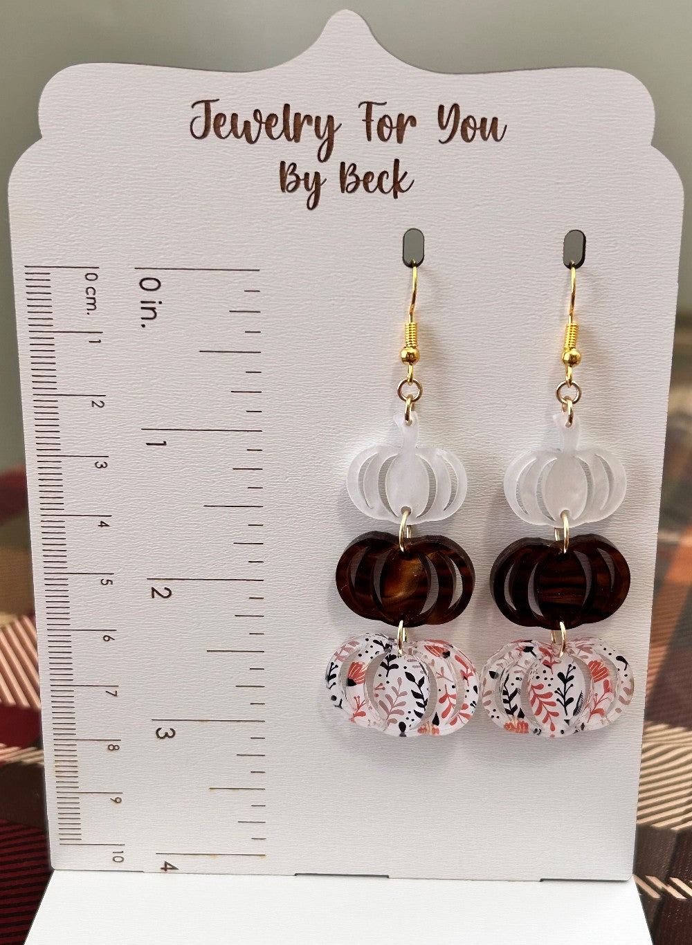 Stacked Pumpkin Dangle Earrings-Hypoallergenic and Nickel Free|3715