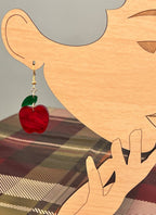 Marbled Red Apple and Leaf Earrings -Hypoallergenic and Nickel Free|3828