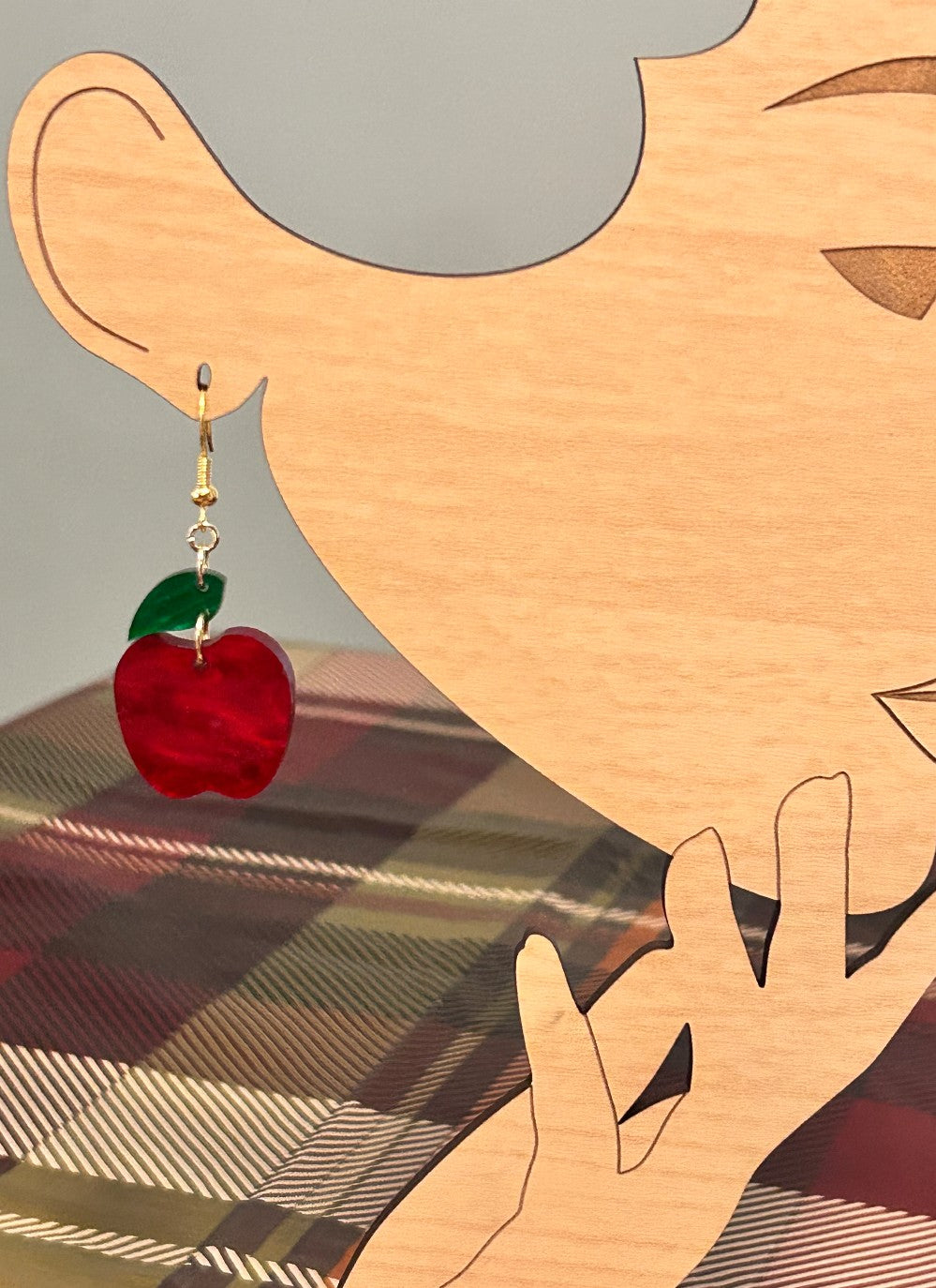 Marbled Red Apple and Leaf Earrings -Hypoallergenic and Nickel Free|3828