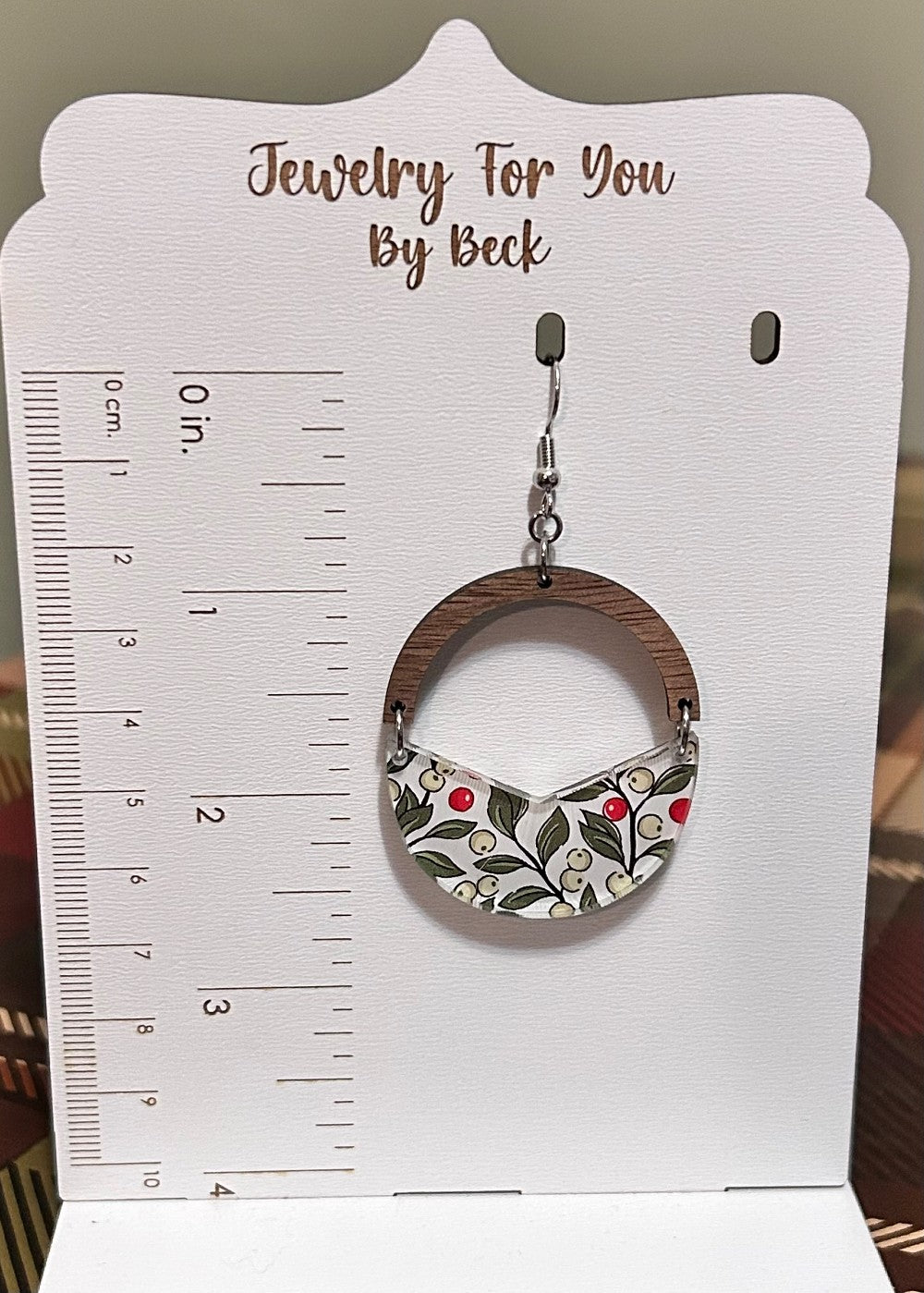 Large Holly Berries Crescent Hoop Dangle Earrings-Hypoallergenic and Nickel Free|3967