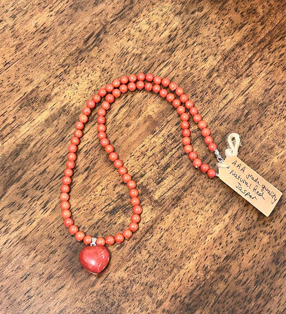 Red Jasper Natural Stone Pendant Necklace-Hand Strung With Matching Pendant-AAA Grade Natural Stone-20” In Length|3854