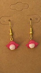Bright Pink Flower Beaded Earrings|920