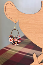 Patterned Fall Floral Earrings-Lightweight Gold Tone Hoop and Acrylic-Hypoallergenic and Nickel Free|3725