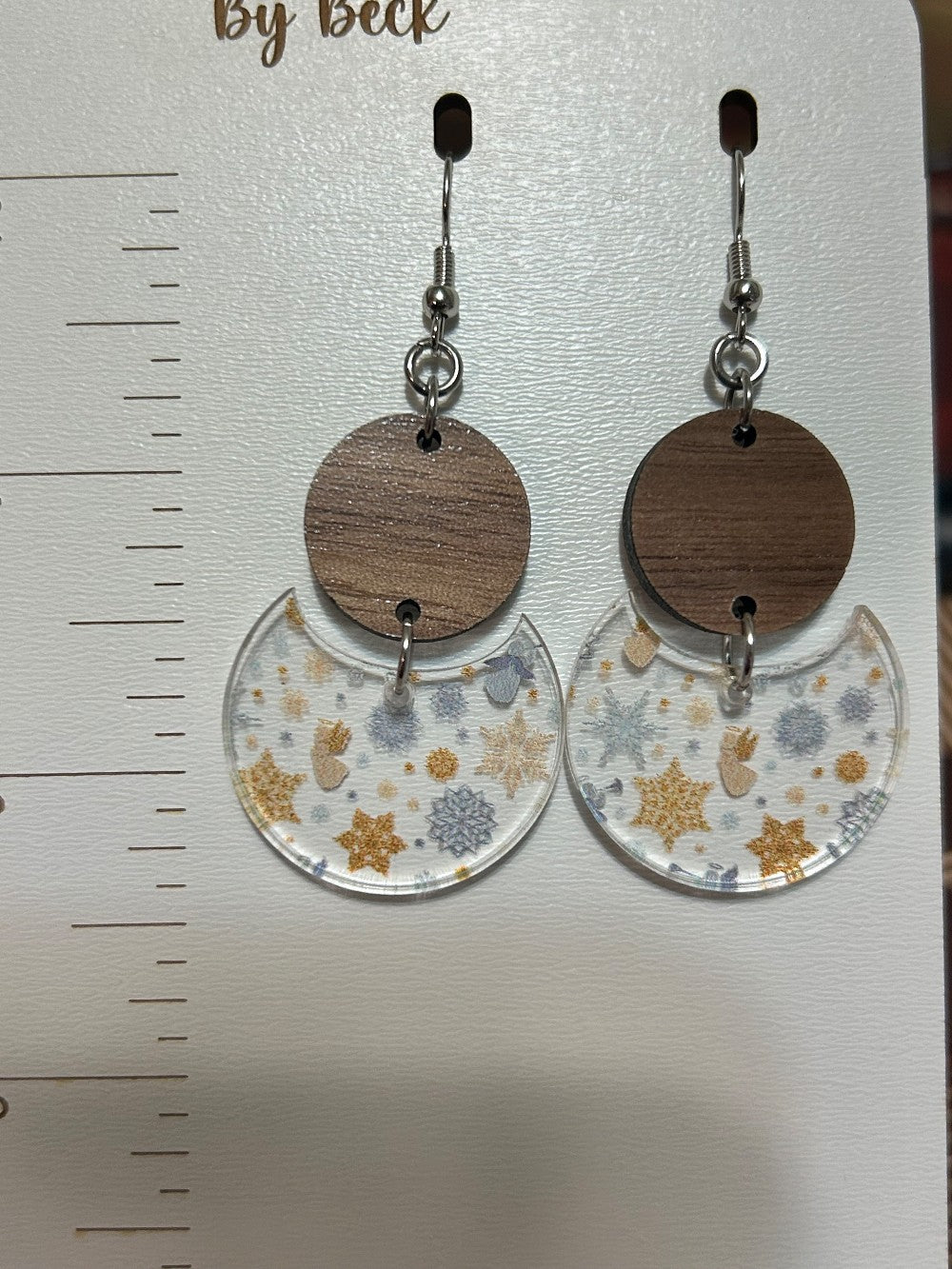 Tiny Angels and Snowflakes Crescent Dangle Earrings-Hypoallergenic and Nickel Free|3977