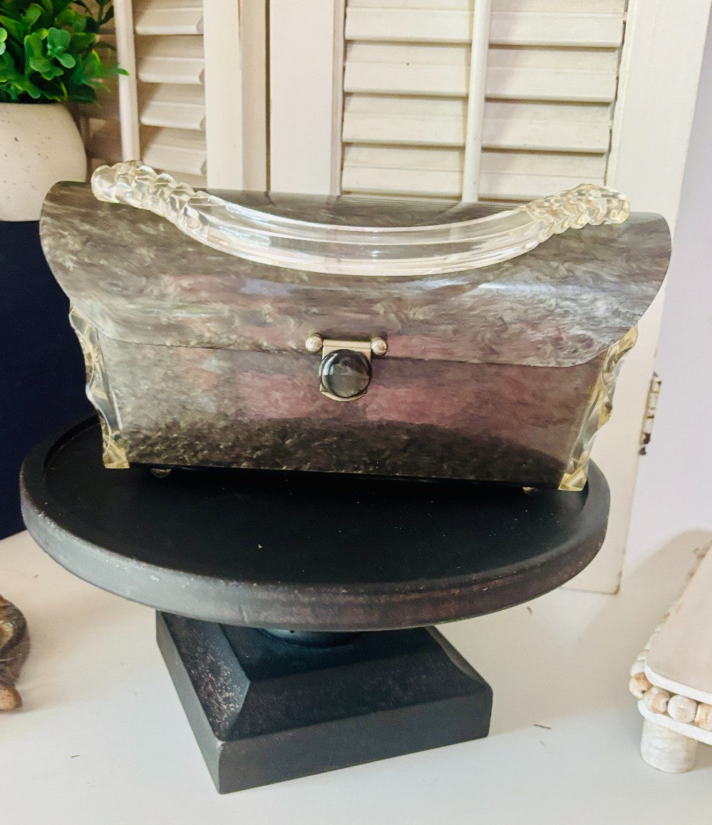 Original Rialto NY Grey/Clear Lucite Purse SDH|2914