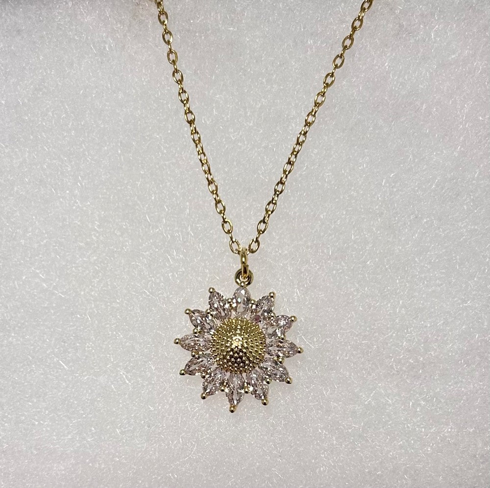 Sunflower Pendant Necklace-18” Tarnish Resistant Stainless Steel Chain|3350
